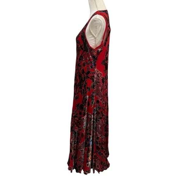 Johnny Was Bias Dress Bobcat Forest Silk Blend Red Floral Maxi Medium $575 NWT - Picture 7 of 11